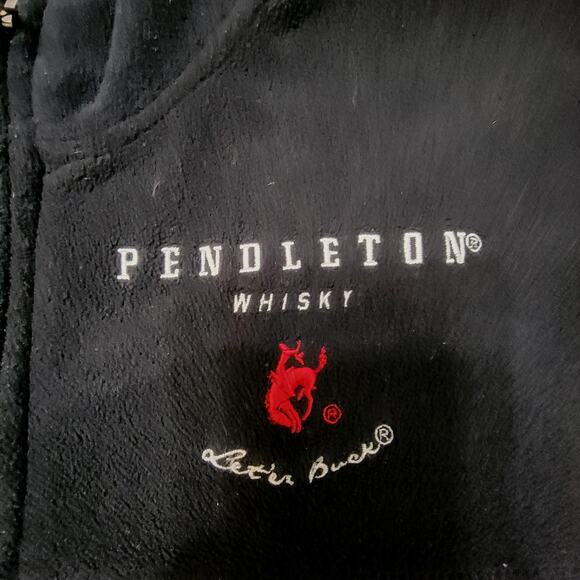 Black Pendleton Whisky Let’er Buck Fleece Zip Jacket Large Western Cowboy Rodeo - Picture 4 of 7